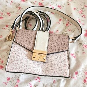 Guess Tan and Cream Crossbody Bag with Elegant Design